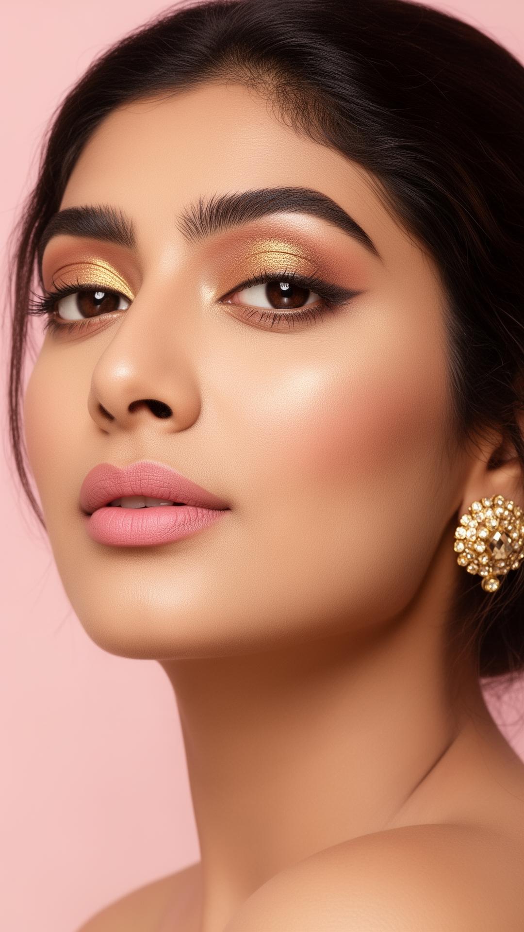 Soft glam bridal makeup look by Neha Academy student